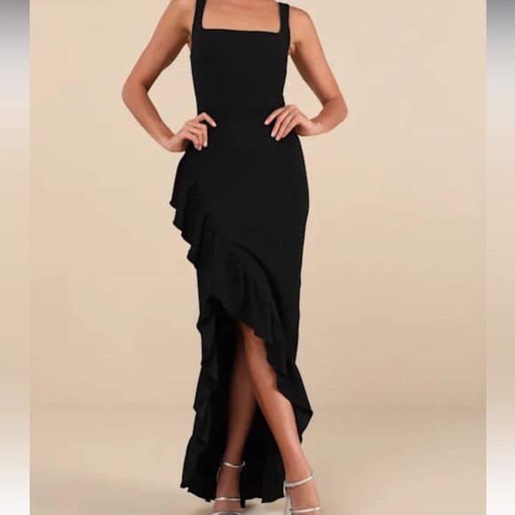 Lulus Dresses & Skirts - Lulu’s Immaculate Excellence Black Sleeveless Ruffled Tulip Maxi Dress Large NEW